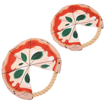 Sosoport 2pièces Disque Volant pour Chien Corde de Coton Lot de Disques de Lancer Résistants aux Morsures Jouet Interactif Forme de Pizza pour Chiot et Chien