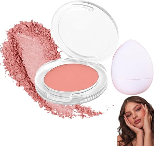 Peach Milk Tea Blush & Highlighter Face Palette - Buildable Matte Powder For Natural Flush On Cheeks, Light Pink Blusher With Puff For Daily Makeup, Long Lasting Wear Suitable For Fair To Medium Skin