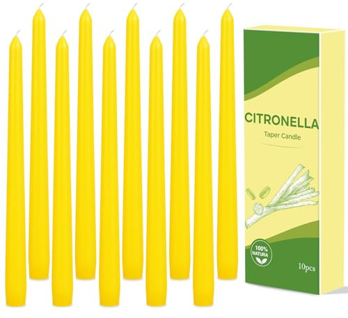 10 Pack Citronella Candle Sticks, Citronella Taper Candle Outdoor & Indoor