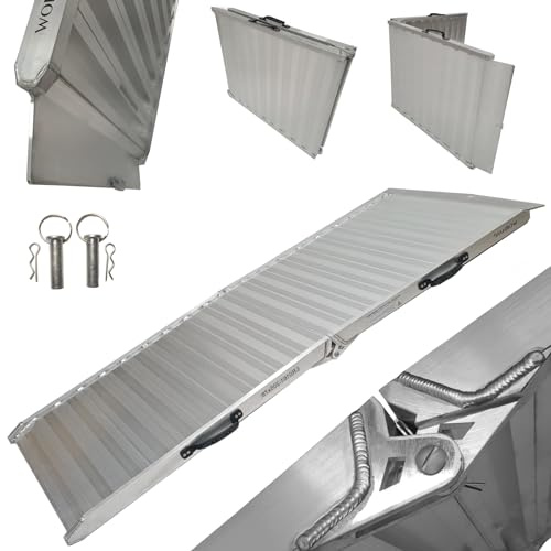 WORHAN Rampa di Carico 400kg Moto a Valiglia Robusta 205cm Estrema Rigidità Pieghevole in Alluminio per Sedia a Rotelle Piattaforma Superficie Ultra Antiscivolo Flight Case Trasporto Eventi Larga HR7
