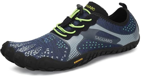 SAGUARO barfotaskor för män och kvinnor, terränglöparskor, träningsskor med mjuk, tjock sula, snabbtorkande badskor, storlek 36-48, blå, 40 EU