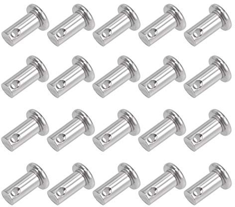 sourcing map Single Hole Clevis Pins - 6mm X 12mm Flat Head 304 Stainless Steel Link Hinge Pin 20Pcs