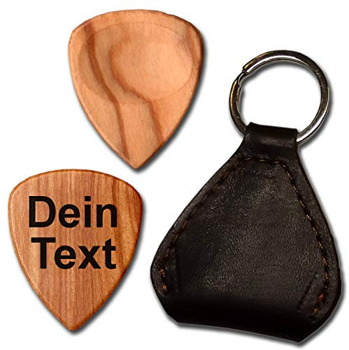 Púa de madera personalizada con grabada láser, púa de madero olivo con nombre o texto personalizado, guitarra, ukulele, banjo, bajo y todos instrumentos con cuerda (olivo)