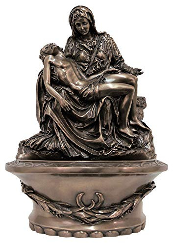 CatholicStore 8 Pieta Holy Water Font, Stands or Hangs, Cold Cast Bronze