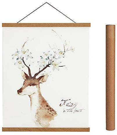 Sanauto Magnetisk Plakat Hängare Ram, Ljus Trä Ram Hängare för Foto Bild Canvas Konstverk Konst Stor Storlek Vägg Karta Tryck Väggupphängning (91,3 cm/36, Tek)