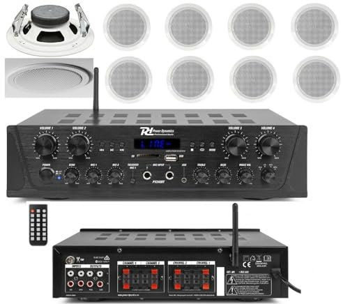 KIT AUDIO FILODIFFUSIONE CON REGOLAZIOVE VOLUME SEPARATO CON CASSE DA SOFFITTO BLUETOOTH RADIO FM (CON 4 CASSE)