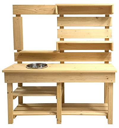 Home Deluxe - Matschküche MANDU - Maße: 103 x 35 x 110 cm - aus Tannenholz, inkl. komplettem Zubehör I Spielküche Outdoor Spielzeug Kinderküche Outdoorküche