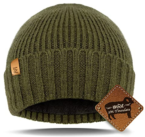 Migliore Wear ullmössa herr, vinter stickade mössor för kvinnor män, Thinsulate vindtät vintermössa, varm beanie mössa för unisex, Grön, En Storlek