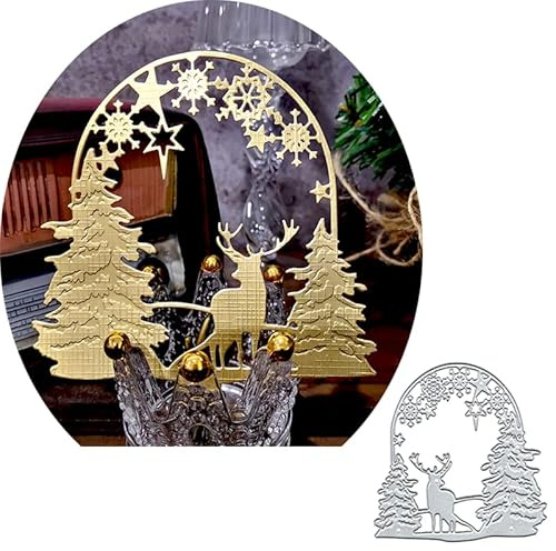 Christmas Ball Metal Die Cuts, Christmas Tree Deer Ball Cutting Dies for DIY Scrapbooking Cards, Decorative Embossing Paper Stencils for Album Card Making