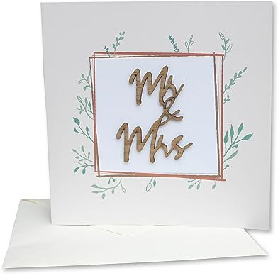 Original Holzgrusskarte - Hochzeitskarte für besondere Glückwünsche zur Hochzeit - Mr & Mrs - Hochzeitsbillet, Glückwunschkarte, Postkarte, Geschenkkarte Hochzeit