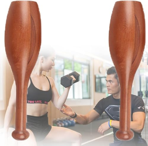 CBLdF Indian Clubs Fitness Barbell Wooden Exercise Club Improves Grip Wooden Indian Clubs Pair for Strength Training Weight Lifting Fitness/Training/Exercise Warm Up Clubbell-Large
