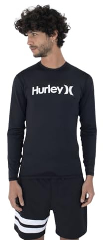 Hurley OAO Quickdry Rashguard LS Camisa de protección de Sarpullido, Negro, S para Hombre
