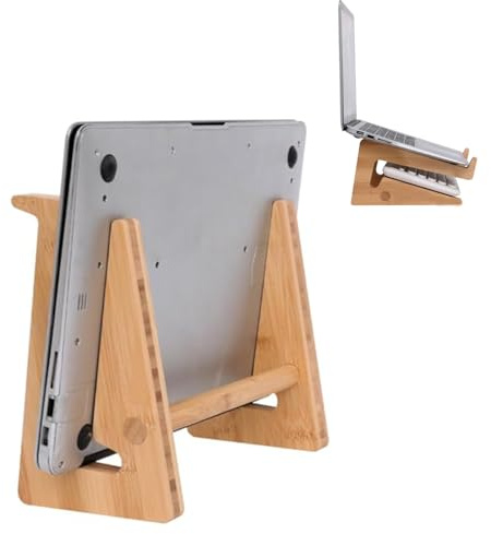 Nuvograin Support vertical en bois pour ordinateur portable de bureau, support pour ordinateur portable en bambou compatible avec MacBook Air Pro/Dell XPS/Surface Pro/HP/Pixelbook/Lenovo, et autres