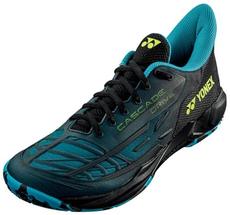 YONEX Cascade Drive Hochwertige Badmintonschuhe für schmale Füße Herren und Damen Weiß/Blau oder Schwarz (Clear Black, EU Schuhgrößensystem, Erwachsene, Numerisch, Schmal, 44.5)