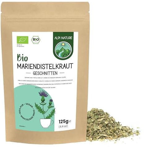 Alpi Nature Thé de Chardon-Marie BIO 125g, Herbe de Chardon Marie Coupée et Séchée pour Tisane