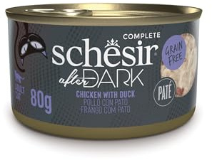 Schesir After Dark, Pollo con Pato en Caldo, Comida Húmeda Completa para Gatos (12 latas x 80g
