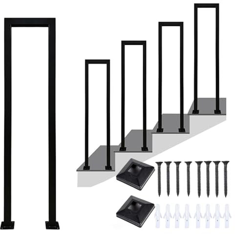 Treppengeländer Innen, Geländer treppe, Handlauf treppe, U Förmiger Geländer, Treppengeländer Außen, Handlauf Schwarz, TreppengeläNder, für Balkone Flure Wohnungen Villen (U-Schwarz, 35CM)