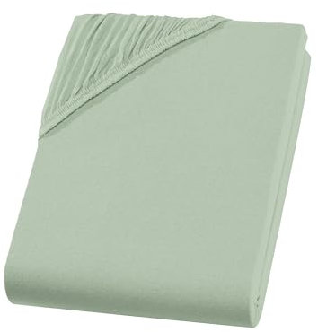 Spannbettlaken 180x200-200x220 cm für Wasserbetten & Boxspringbetten – Jersey 100% Baumwolle für Matratzen bis 35 cm Höhe, Bettlaken in Übergröße Eukalyptus