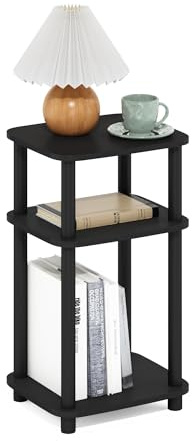 Furinno Just 3-stöckiger Turn-N-Tube Kurviger Beistelltisch, Beistelltisch, 1-Pack, Americano/Schwarz