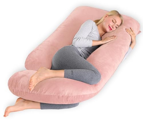 CALIYO Pregnancy Pillow Full Body Pillow, J Shaped Maternity Pillow Cuddle Pillow Support for Back, Hips, Legs, 180 x 70 cm Comfort Long Pillows for Sleeping Reading and Watching Television