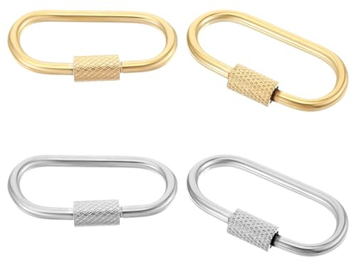 Ouligay Lot de 4 Porte-Clés en Laiton avec Fermeture à Vis - Mousqueton Doré pour Camping, Pêche et Randonnée