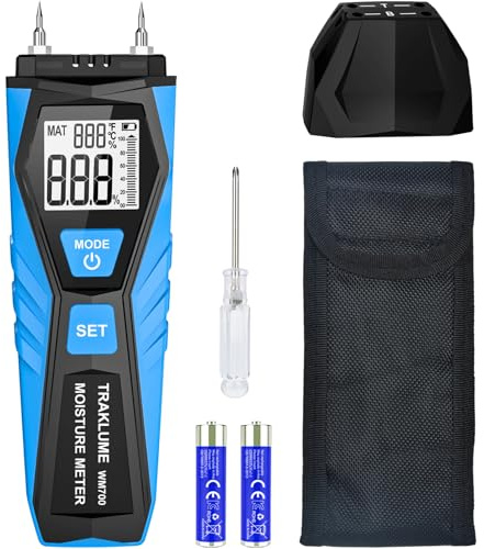 Wood Moisture Meter for Lumber Pin-type Moisture Meter for Drywall with LCD Display Moisture Detector for Walls Moisture Sensor for House Firewood Moisture Reader for Wood Wall Water Leak Detector