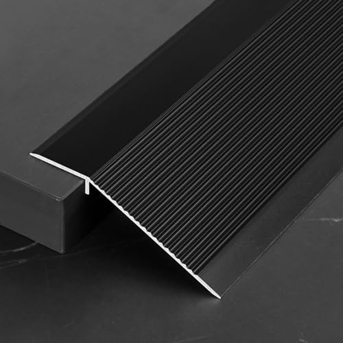 Profilé de transition en aluminium noir - 8 à 40 mm - Compensation de hauteur : 0,9 m × 100 mm - Barre de transition au sol pour ouverture de porte, carrelage, stratifié, rampe et profilé de seuil de