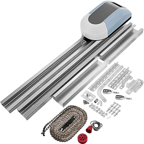 Garagentorantrieb für Schwing- & Roll-Tore bis 12m², Fähiger Garagentoröffner - 800 N Zugkraft Toröffner mit 2 Handsendern, Stahlketten-Technik, inkl. Laufschiene und Montagematerial