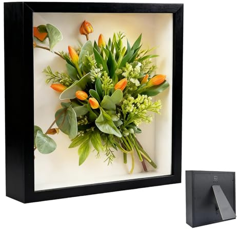 Cadre Photo 3D, 10 x 15 cm, Cadre Objet Profond 3 cm, 3D Cadres Photo Rectangulaire, avec Plaque Acrylique Transparente, Cadres pour Bouquet de Mariage, pour la Maison, Souvenirs, Noir