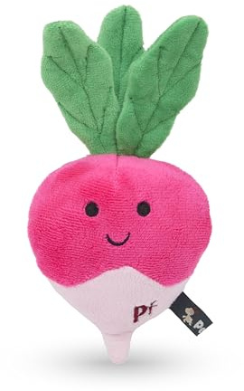 Petface Reuben Radish Plush Dog Toy with Crinkle Leaves (Pack of 1) | Built-In Squeaker, Durable Plush Toy, for Fetch, Play & Snuggling, Safe Materials