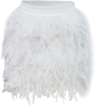 Falda Sexy de Plumas de Pavo para Mujer, Estilo Europeo, Media Falda Corta a la Moda, para Fiestas, Elegante y fluida