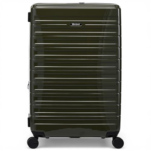 Eminent Voyager Resväska Stor XL, Hårdskal Trolley | Resväska stor XL, expanderbar 77x51x30/34, 158 cm för 23 kg incheckat, TSA-lås, 4 hjul, 4,4 kg, 112 l, Mörkgrön