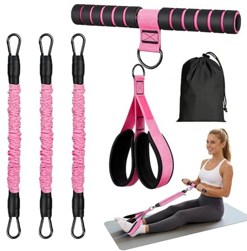 Adjustable Pedal Resistance Bands with Handles, 3 Tube 30-90lbs Resistance Band Set for Full Body Home Workout, Strength Training, Pilates, Stretching & Fitness Equipment