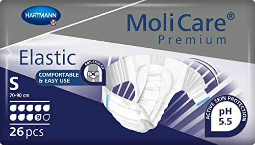 MoliCare Premium Elastic Unisex Einweg-Slip: diskrete Anwendung für Frauen und Männer mit Inkontinenz; 9 Tropfen, Größe S, 26 Stück