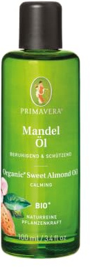 PRIMAVERA Pflegeöl Mandelöl bio* 6 x 100 ml – naturreine Pflanzenkraft – Glasflasche – Aromaöl, Körperöl, Naturkosmetik – gut verträglich, schützend, lindert Hautrötungen – vegan