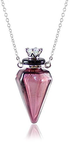 Bysxny 1PC Colorful Cone Bottle Aroma Essential Oil Diffuser Pendant Necklace for Womens Perfume Vial Pendant Necklace Jewelry Unique Gift(Purple CONE)