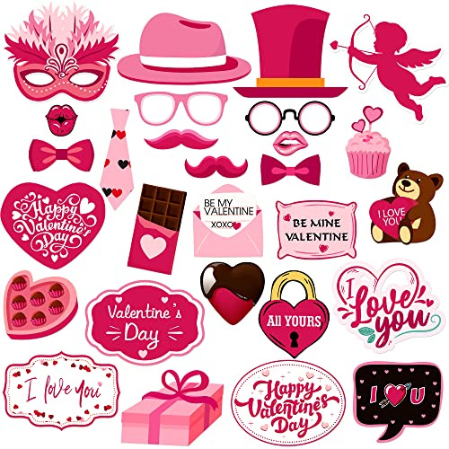 KatchOn, Pink Valentines Day Decorations Photo Booth Props- Pack of 28 | Valentines Day Photo Props, Valentine Day Decorations | Valentine Photo Booth Props, Valentine Day Props, Pink Valentine Decor