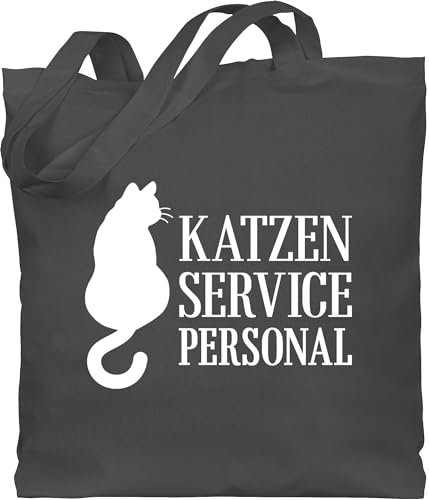 Shirtracer Baumwolltasche - Katzenbesitzer Geschenk Katze - Katzen Servicepersonal weiß - Unisize - Dunkelgrau - einkaufstasche mit katzenmotiv katzengeschenke cat mom jutebeutel