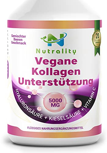 Nutrality Liquid Vegan Collagen 500ml - Berry Flavour, Antioxidant Support with Silica, Biotin, Vitamin C Collagen Peptides - Hair and Nails Vitamins for Women & Men