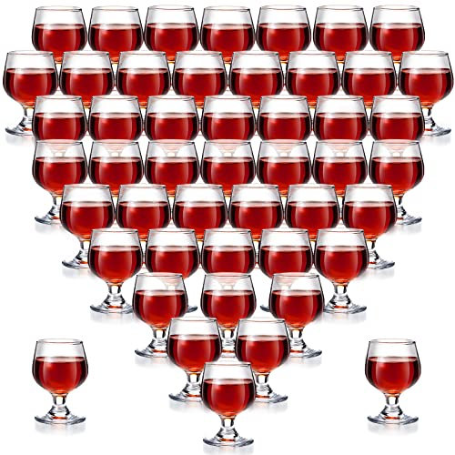 Meanplan Cute Shot Glasses Mini Snifters Cognac 1.7 oz Cups Brandy Snifter Mini Wine Snifters Glass Dinnerware Set for Whiskey Juice Vodka Sherry Champagne Brandy Wine Party Supplies(48 Pieces)