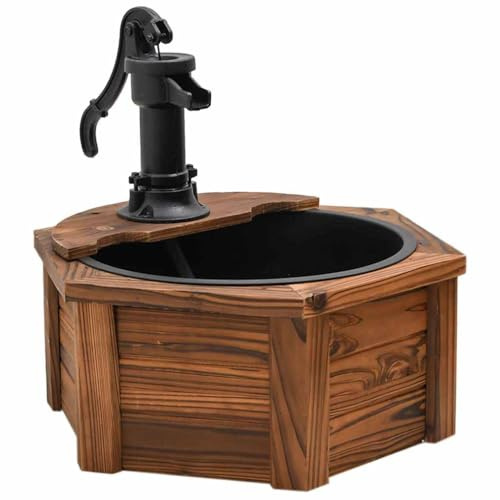 vidaXL Vattenfontän med pump 57x57x53 cm massivt granträ