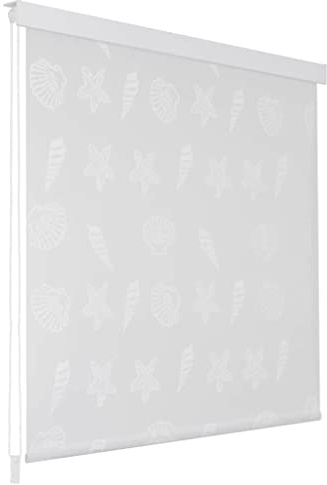 Homgoday Cortina de ducha enrollable para bañera, estor enrollable de baño, cortina de cuerda para ducha y bañera, estor de secado rápido, 140 x 240 cm, diseño de estrella de mar