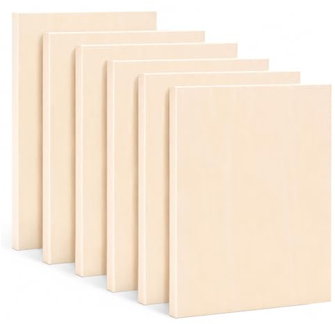 Frcctre 6 Pack 9 x 12 Inch Wood Canvas Panels, Unfinished Wooden Canvas Boards Wood Cradled Painting Panel Boards for Pouring, Art, DIY Crafts, Burning