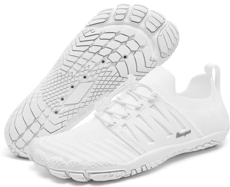 Racqua Water Shoes Quick Dry Non Slip Breathable Aqua Beach Barefoot Swim Pool Hiking Shoes for Men Women White EU37=UK5