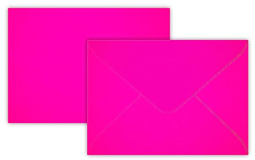 25 Briefumschläge B6 DIN 12,5 x 17,6 cm Neon Pink, Verschluss : Feuchtklebend mit Dreieck Lasche (Neon Pink) ! Grammatur: 100 g/m²