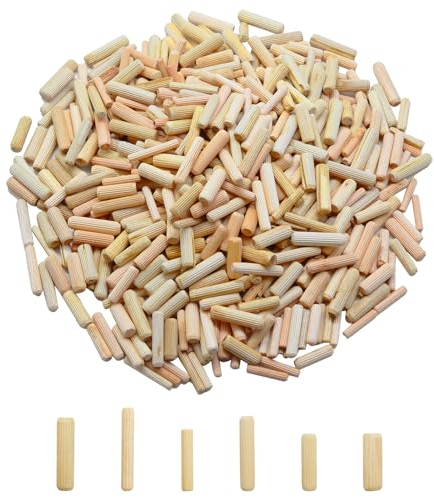 600 Piezas Surtido de Muñón de Madera, Tacos Macizos Ranurados para Fresado, Reparación de Muebles, Artesanía, Bricolaje (6 Tamaños)