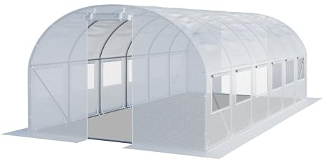 TOOLPORT Foliengewächshaus Gewächshaus 4x6m stabil & langlebig mit Fenster - reißfeste PE Plane 180g/m² weiß transparent
