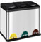 T-LOVENDO.ES Cubo de Basura reciclaje 3 compartimentos, Papelera triple de cocina, 3x 8 L, de acero, con pedal, tres colores. Fácil de limpiar.