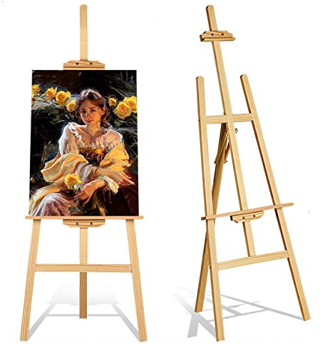Chevalet d'artiste en Bois de 175cm - Chevalet Peinture d’Artiste Hauteur Réglable - Cadre Réglable en Bois- Surface lisse - Support de peinture pour peinture, croquis, présentation, mariage