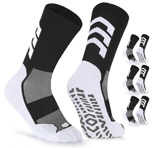 CLOSEMATE Football Grip Socks Non Slip Socks 1/3 Pairs | Men Women cushioned cotton non slip sports socks with anti blister pads&arch support for running, gym, hiking, soccer&outdoor